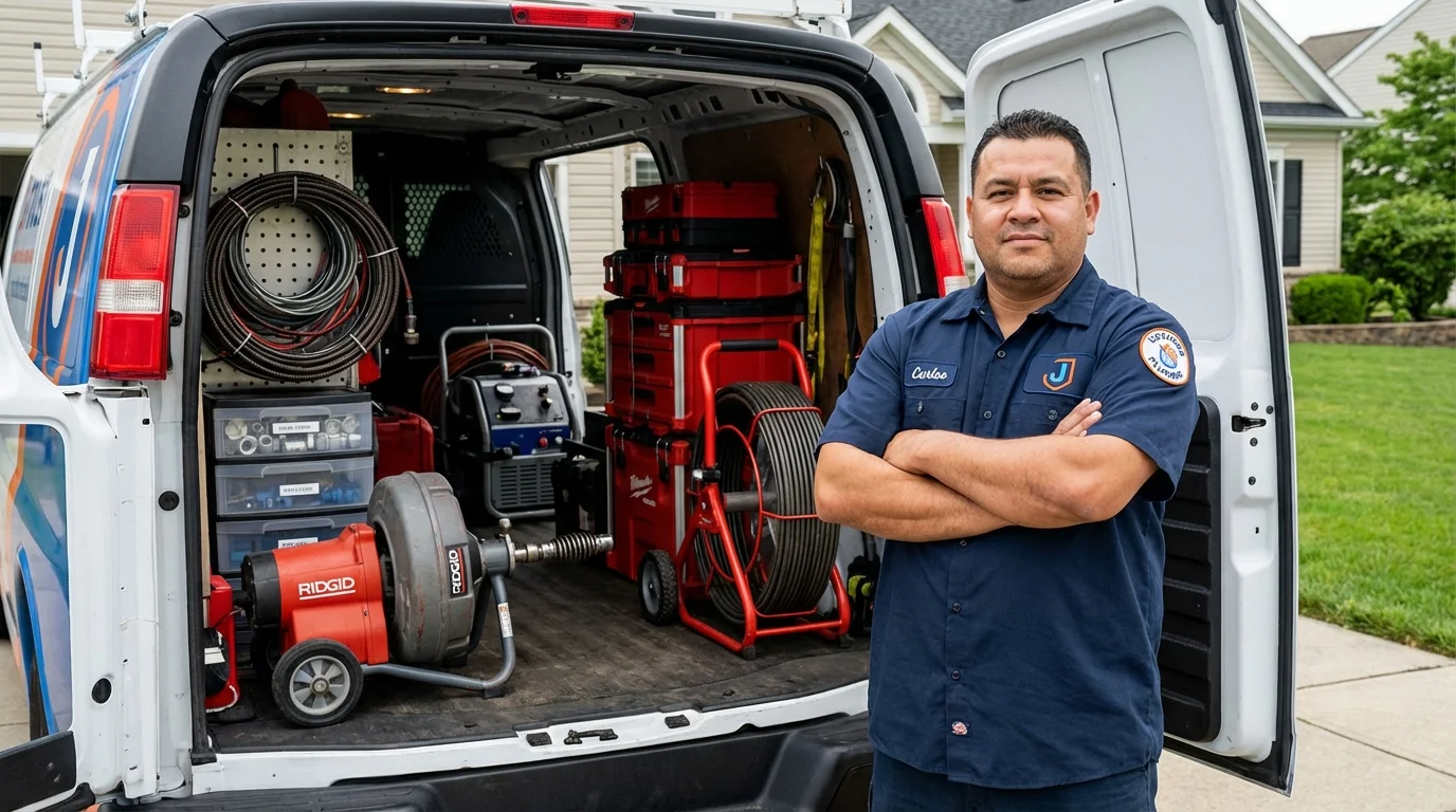 Professional drain cleaning equipment and Johns Plumbing LLC plumber in Plano