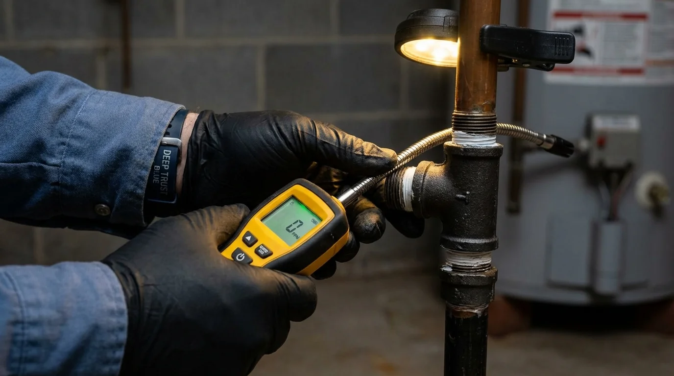 Gas leak detection with electronic sniffer by Johns Plumbing LLC in Plano